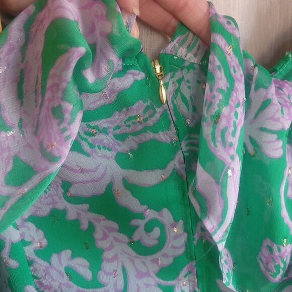 Lilly Pulitzer Rosalynn Ruffle Maxi Dress Beach Floral One Shoulder Size 12 - Picture 11 of 15